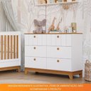 Ver imagem 7 de Cômoda Infantil 6 Portas Mdf Puxadores Madeira Maçica Biscoito Permobili Branco Acetinado/nature