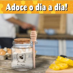 Meleira Vidro 230ml Tampa Rolha Colher Pega Mel Praticidade Elegância Design Rústico Ideal para Serv - 3