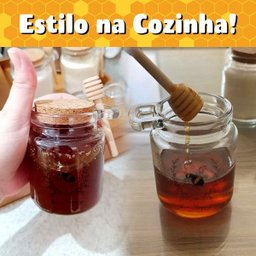 Meleira Vidro 230ml Tampa Rolha Colher Pega Mel Praticidade Elegância Design Rústico Ideal para Serv - 4