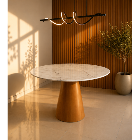 Mesa Redonda Cone 100cm em Mármore Espírito Santo