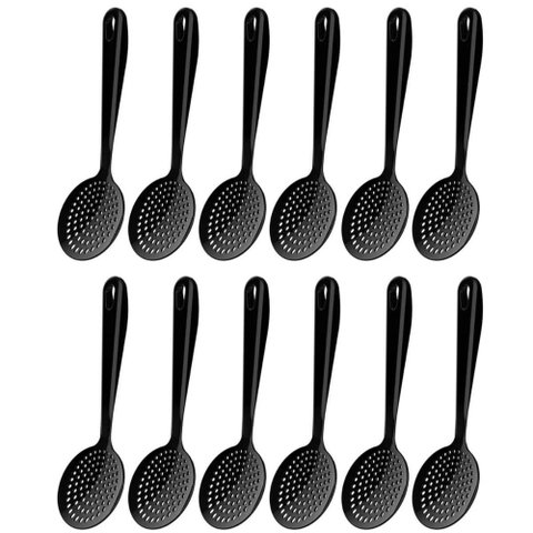 Kit 12 Espumadeiras para Cozinha Escumadeiras Nylon Fritura Utensílios Culinários Pretos
