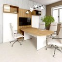 Ver imagem 1 de Mesa de Reunião Orgânica 270cm x 110cm Pés Painel Escritório F5 Office Cor:Macadâmia com Branco