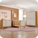 Ver imagem 3 de Quarto de Bebê Berço + Cômoda + Guarda Roupas Fosco Flip Areia Fosco/Savana