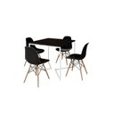 Ver imagem 2 de Mesa Industrial Base Ferro Branco em V Tampo 90x90 Preto 4 Cadeiras Eames Madeira Assento Preto