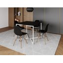 Ver imagem 1 de Mesa Industrial Base Ferro Branco em V Tampo 90x90 Preto 4 Cadeiras Eames Madeira Assento Preto