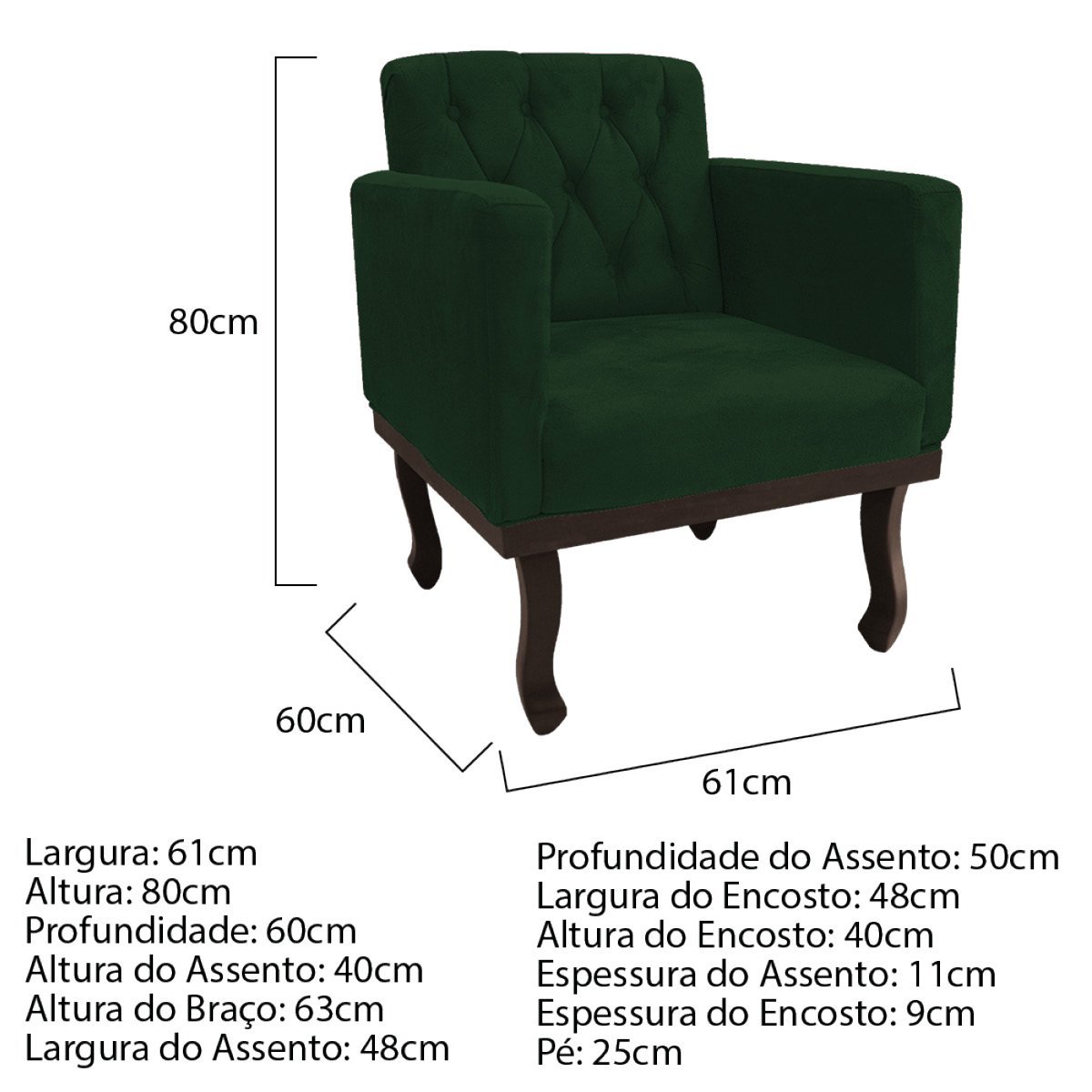 Kit Diva Recamier Diana 185cm Lado Direito e 01 Poltrona Classic Suede Verde - ADJ Decor - 4