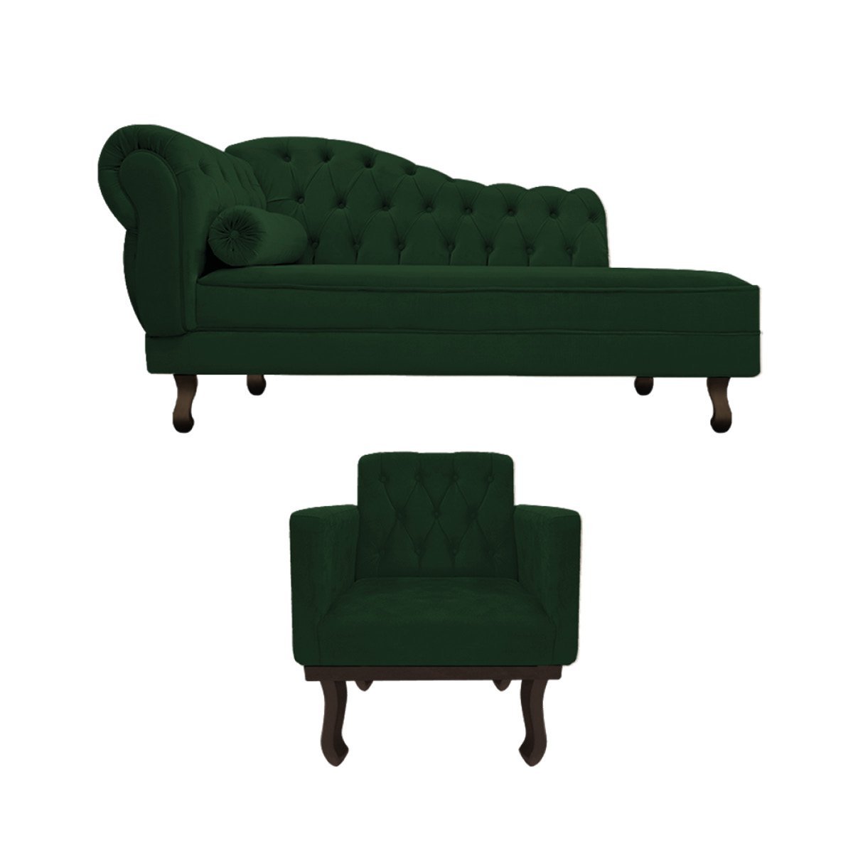 Kit Diva Recamier Diana 185cm Lado Direito e 01 Poltrona Classic Suede Verde - ADJ Decor - 2