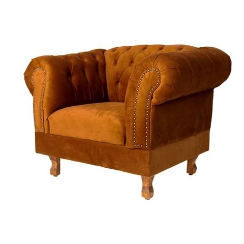 Uma Poltrona Duque Chesterfield Capitonê + Um Puff - Suede Terracota