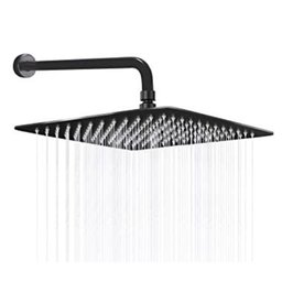 Ducha Chuveiro Inox Quadrado 20x20 Preto Fosco Parede Banheiro Area Externa Piscina Suporte Redondo  - 5