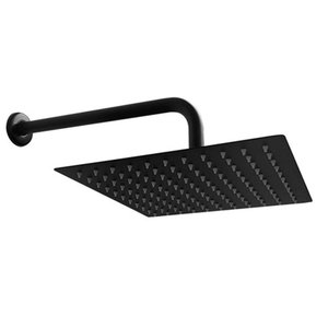 Ducha Chuveiro Inox Quadrado 20x20 Preto Fosco Parede Banheiro Area Externa Piscina Suporte Redondo 