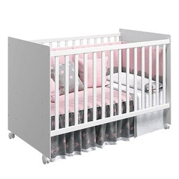 Guarda Roupas Infantil 2 Portas Katatau e Berço Nacional Mel Branco Brilho com Colchão Ortobom - 3