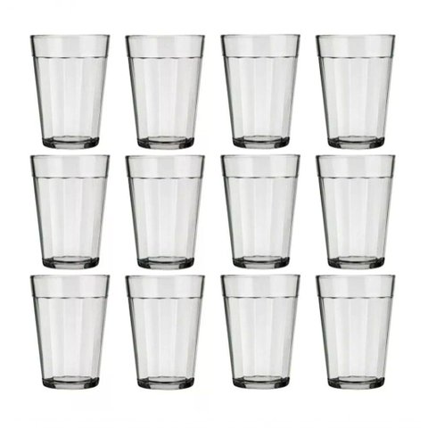 Jogo 12 Copos de Vidro Americano Tradicional Nadir Figueiredo 190ml Cerveja Boteco Bar