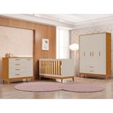 Ver imagem 2 de Dormitório Infantil Flip Guarda Roupa 4 Portas, Cômoda 1 Porta e Berço Areia Fosco/savana com