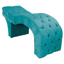Maca Estética com Encosto Dobrável Facial Capitonê Cílios Salão P02 Suede Azul Turquesa - ADJ Decor - 2