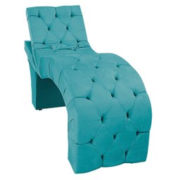 Maca Estética com Encosto Dobrável Facial Capitonê Cílios Salão P02 Suede Azul Turquesa - ADJ Decor - 3