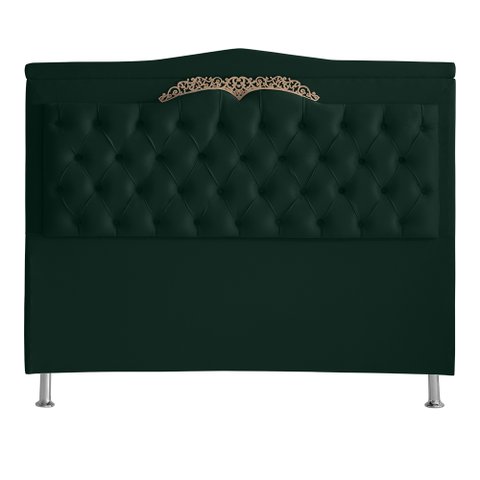 Cabeceira de Cama Box Helena Casal 140 Cm Capitonê Retro Botão Encapados Suede Verde Eli Móveis