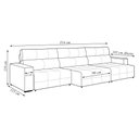 Ver imagem 3 de Sofá Retrátil 5 Lugares 314cm 3 Módulos Nero com Usb Couro Manchado G52 - Gran Belo