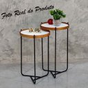 Ver imagem 4 de Mesa Lateral Sala Estar Apoio Canto Sofá Conjunto Rustico Pequena Redonda Recepção:tampos Brancos Fe