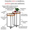 Mesa Lateral Sala Estar Apoio Canto Sofá Conjunto Rustico Pequena Redonda Recepção:tampos Brancos Fe - 5