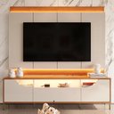 Ver imagem 2 de Rack Painel Imperiale Tv até 75” com Led Portas em Mdf Usinado Pés de Ferro e Gaveta Telescó