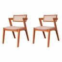 Ver imagem 3 de Kit 2 Cadeiras Madeira Maciça Rattan de Fibra 100% Natural e Estofada Verona Espresso Móveis Bege/Champagnhe