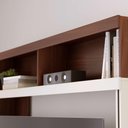 Ver imagem 3 de Estante para TV até 65 Polegadas Belaya 2 Portas - Nogueira Real/Off White Matte