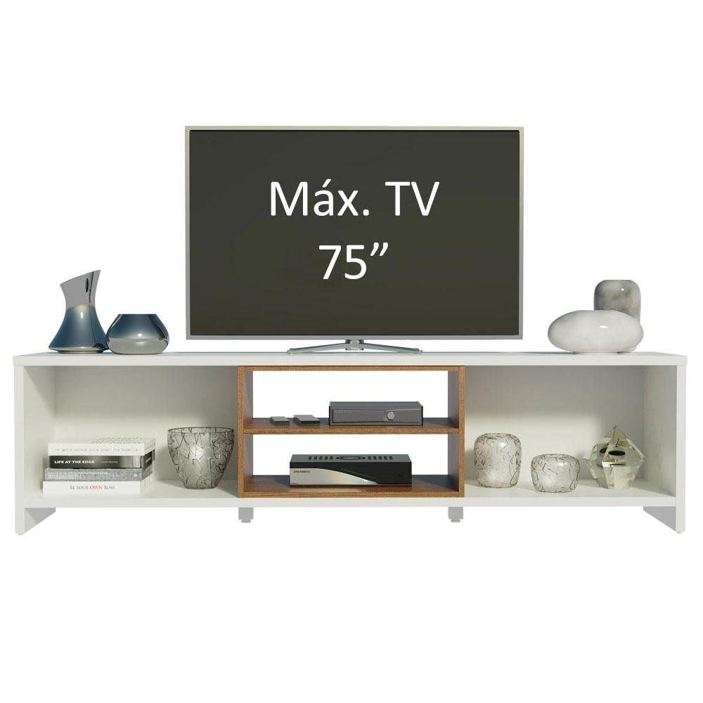 Rack para Tv até 75 Polegadas Madesa Metz 180 Cm 2 Portas - Branco/rustic - 5