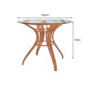 Ver imagem 3 de Mesa Redonda para Ombrelone 1,00m Tampo de Vidro com Furo em Aço e Junco Madeira Caiapó