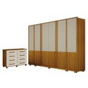 Ver imagem 1 de Guarda Roupa Casal Urban 6 Portas com Cômoda San Marino 8 Gavetas Cinamomo Off White – Leifer