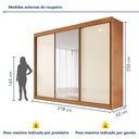 Ver imagem 4 de Guarda-Roupa Casal 3 Portas de Correr em MDF Chicago Marrom/Cinamomo/Off White