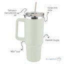 Ver imagem 2 de Garrafa Térmica Canecão Inox 1,3L Parede Dupla Canudo Bege