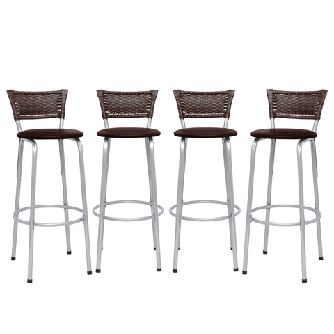 Kit 4 Bancos Alto Tamborete para Balcão Junco Argila Àrea de Lazer Ilha Bancada bar churrasqueira