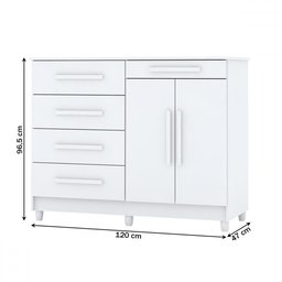 Cômoda Jasper 2 Portas 5 Gavetas Branco - Panorama Móveis - 4