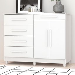 Cômoda Jasper 2 Portas 5 Gavetas Branco - Panorama Móveis - 1