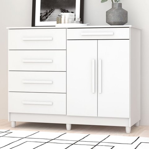Cômoda Jasper 2 Portas 5 Gavetas Branco - Panorama Móveis