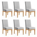 Ver imagem 1 de Kit 6 Cadeiras de Jantar Brisa Suede Base de Madeira - Pallazio Cor:Cinza