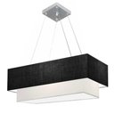 Ver imagem 1 de Lustre Pendente Duplo Retangular Vivare Md-4321 Cúpula em Tecido 80x40cm X 70x30cm - Bivolt Preto-
