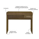 Ver imagem 6 de Escrivaninha Mesa Escritório Minimalista e Compacta Cooler para Home Office 1 Gaveta 91cm Pinho Marrom