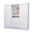 Ver imagem 1 de Guarda Roupa Casal Raissa 2 Portas com Espelho 4 Gavetas MDP Branco