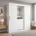Ver imagem 2 de Guarda Roupa Casal Raissa 2 Portas com Espelho 4 Gavetas MDP Branco