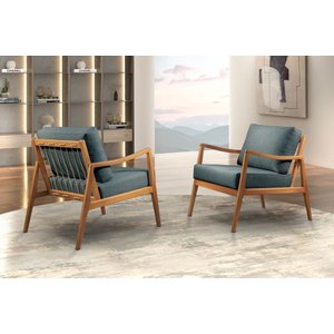 Poltrona Decorativa Linho Azul Isis