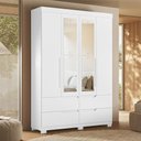 Ver imagem 2 de Guarda Roupa Solteiro Doble 4 Portas Flex Branco/freijó com Espelho - Móveis Albatroz