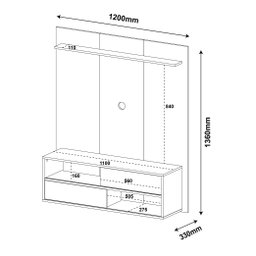 Painel para TV 47 Polegadas 2 Portas e 2 Nichos Dallas Artely - 4 Painel para TV 47 Polegadas 2 Portas e 2 Nichos Dallas Artely - 4