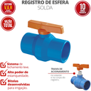Ver imagem 2 de Registro de Esfera Solda Pvc Tamanho 35mm Sistema V.a.r Cor Azul Irriga Durín