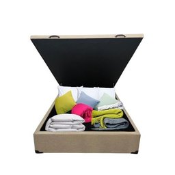 Base Cama Box Bege com Baú Casal Linho 1,38 X 1,88cm Reforçada - Madeira Eucalipto - 5