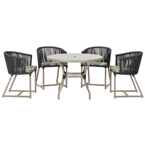 Mesa com 4 Cadeiras e Noronha Estofado 5 Trama Original Preto