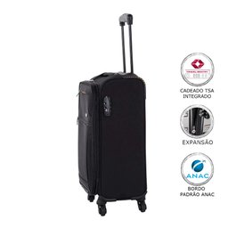 Mala de Bordo Pequena para Viagem Expansível Poliester Samsonite Bahia Cadeado Tsa Rodas 360º Preta - 2