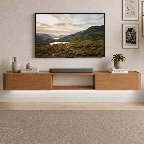 Rack para TV até 75 Polegadas com LED 2 Gavetas Suspenso 100% MDF 180cm Oslo Marrom