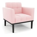 Ver imagem 1 de Poltrona Decorativa Karen Pés Fixo em Madeira Preto Suede Rosa Bebê G19 - Gran Belo