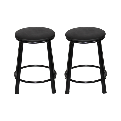 Kit 2 Banquetas Baixa Banco Cozinha Americana Balcão Bar Aço:preto/preto